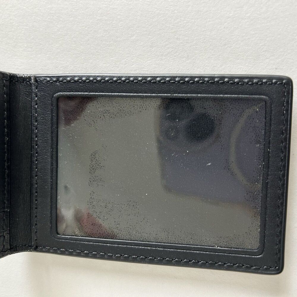 Coach Men's Signature Debossed Leather ID Wallet Black Card Cas - Picture 5 of 6